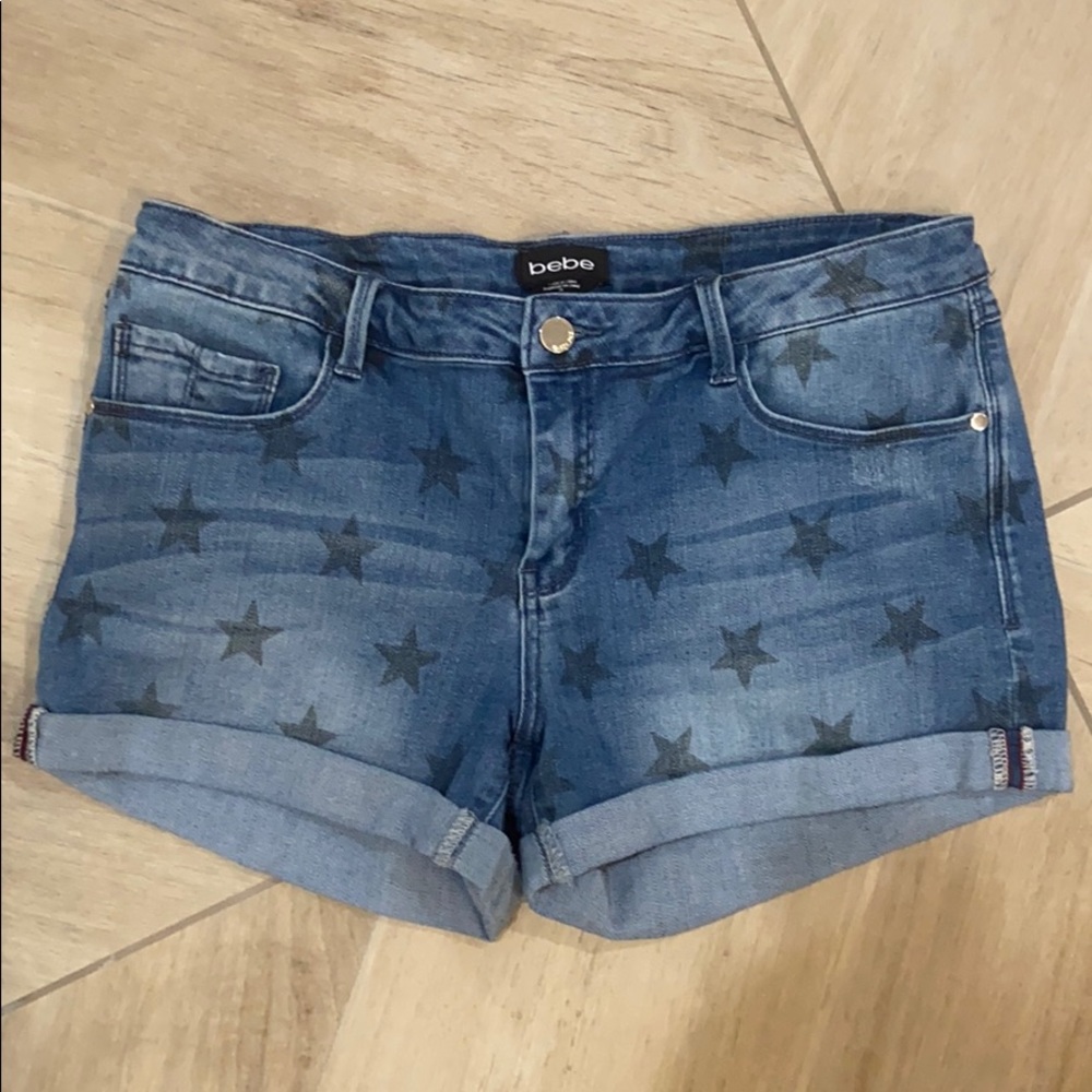 Bebe denim jean shorts with stars